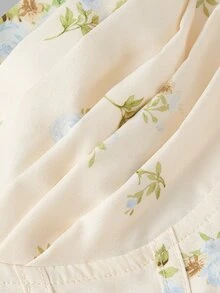 SHEIN MOD 米色鄉村風野餐復古光暈染花卉印花不對稱下擺紮染式胸衣束腰結構細肩帶背心上衣，度假、鄉村音樂會、萬聖節 - 彩色 - 查看 5