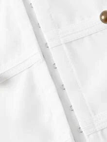 SHEIN MOD 女款純色泡泡長袖鈕扣設計休閒襯衫 - 白色 - 查看 6