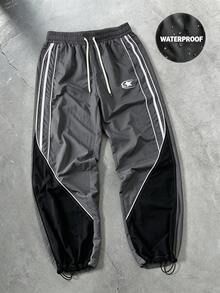 Sport MetroGents 男士拼色拼接運動長褲，健身房適用 - 深灰色 - 查看 1
