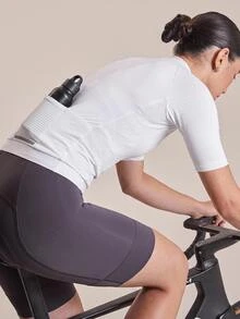 SHEIN Cheerettes 女款時尚百搭拉鍊短袖單車上衣 - 白色 - 查看 5