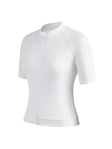 SHEIN Cheerettes 女款時尚百搭拉鍊短袖單車上衣 - 白色 - 查看 14