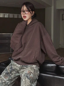 DAZY Vintage Washed Distressed Oversized Sweatshirt For Women Hoodies - Grey - View 8