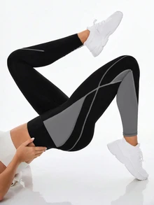 Velisys Velisys Women's 3 Packs Leggings, Colorblock Design, Black White Pink, With Pockets, 9/10 Length, Suitable For Casual Wear, Running, Yoga, Gym, Tennis - Multicolor - View 5