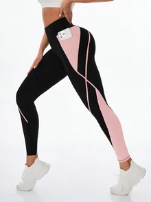 Velisys Velisys Women's 3 Packs Leggings, Colorblock Design, Black White Pink, With Pockets, 9/10 Length, Suitable For Casual Wear, Running, Yoga, Gym, Tennis - Multicolor - View 4