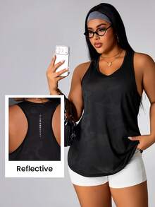 Rhythm Era Plus Size Women Casual Fitness Racerback Tank Top Gym Cycling Black Summer - Black - View 9
