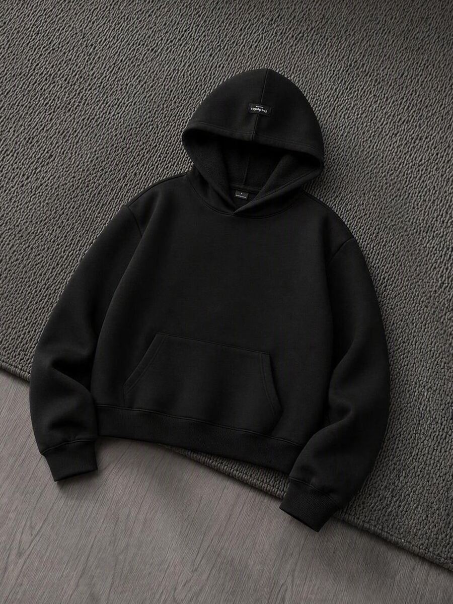 Mainfolk Men's Long Sleeve Pocket Hoodie - Black - View 1
