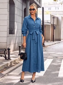 SHEIN Women Midi Dresses - Blue - View 5
