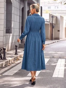 SHEIN Women Midi Dresses - Blue - View 2
