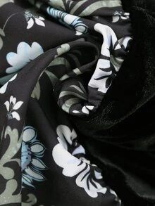Brillora Women's Floral Print Front Tie Long Sleeve Short Dress For Vacation - Black - View 7