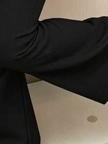 Tween女孩休閒極簡秋季甜美彩色花卉印花，黑粉對比色，針織圓領字母圖案寬鬆衛衣與修身喇叭褲2件套，舒適秋冬風格，冬季秋季服飾 - 白色 - 查看 5