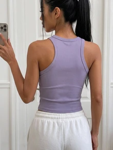DAZY Autumn/Winter Off-Season Slim Fit Elegant Solid Color Women's Vest Y2k - Dusty Purple - View 2