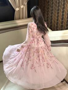 Yasmyna 春夏季腰部修身顯瘦浪漫約會休閒時尚溫柔雪紡女裝洋裝 - 彩色 - 查看 3