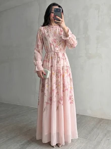 Yasmyna 春夏季腰部修身顯瘦浪漫約會休閒時尚溫柔雪紡女裝洋裝 - 彩色 - 查看 9