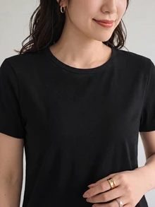 Yumoku Dress Split Thigh Plain Casual - Hitam - View 3