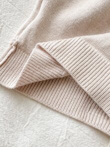 SHEIN Baby Boy Solid Color Casual Daily Knit Long Sleeve One-Piece Jumpsuit - Coffee Brown - View 7