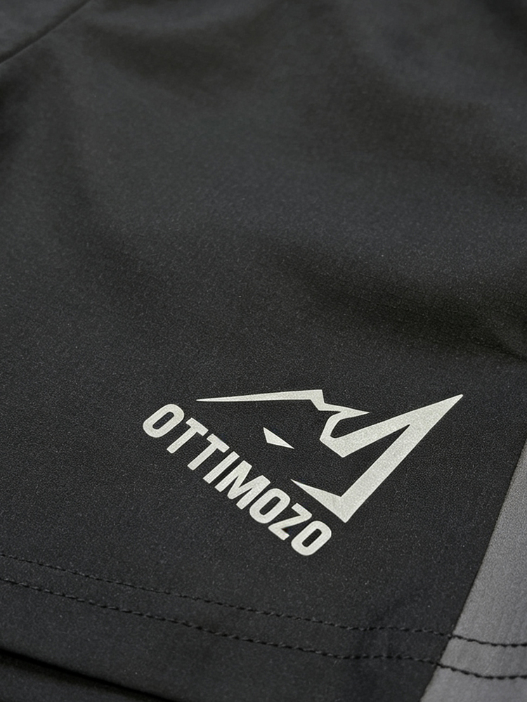 OTTIMOZO 男士字母印花雙層運動壓縮短褲，健身房適用 - 黑色 - 查看 4
