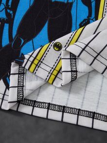 BATMAN X SHEIN Young Boy Striped Raglan Short Sleeve T-Shirt And Shorts Casual Set BATMA - Multicolor - View 9