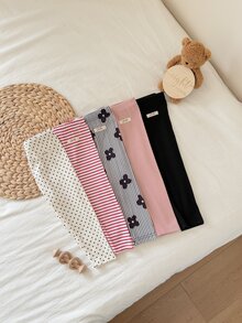 SHEIN 5件組女嬰彈性打底褲 可愛圖案舒適長褲 - 彩色 - 查看 8