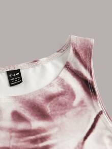 SHEIN ICON 身體熱力圖紋印花背心長裙 - 淡紫色 - 查看 5