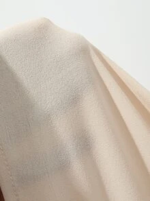 DAZY Blus Formal Elegan Musim Semi dan Gugur untuk Wanita dengan Pita Warna Kontras, Lengan Panjang Longgar, Lipit, dan Hiasan Rumbai - Aprikot - View 7