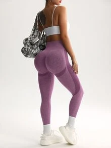 Slayform Slayform High Waisted Seamless Leggings For Women - Slim Tummy Control Butt Lifting Legging For Running Cycling Yoga Pickleball Exercise Casual - Burgundy - View 5