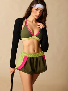 VARSIVA Cross-Back Sports Bra, Fitness, Multi-Color Solid - Green - View 8