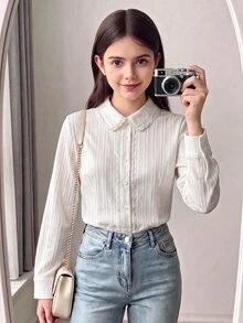 SHEIN Tween Girls Blouses - White - View 2