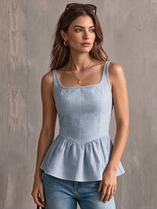 Glimmora Women's Summer Casual Striped Waist-Cinching Tank Top - Multicolor - View 1