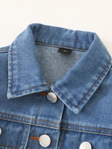Girls' Denim Jacket Autumn Baby Blue. Loose Fit. Lightweight Soft Fabric, Comfortable, A Must-Have For Fashionable Girls, Simple Casual Cowboy - Medium Wash - View 8