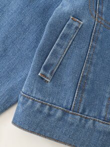 Girls' Denim Jacket Autumn Baby Blue. Loose Fit. Lightweight Soft Fabric, Comfortable, A Must-Have For Fashionable Girls, Simple Casual Cowboy - Medium Wash - View 9