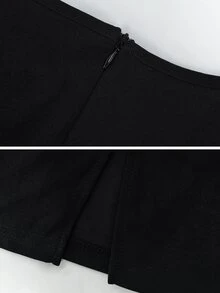 Velvienne Versatile Premium Contrast Mesh & Velvet Plus Size Dress - Black - View 7