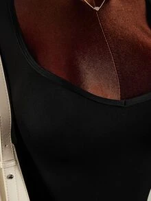 Amplova Women's Solid Color Backless Criss-Cross Design Long Sleeve Athletic Romper Black Backless Sexy Gym Workout Fitness Running Going Out Training Fashion - Black - View 6