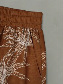 Glimmora Women's Palm Tree Print Wide Leg Loose Casual Long Pants - Multicolor - View 4