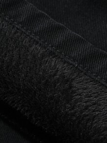 DAZY Women's Winter Casual Versatile Thermal Lined Wide Leg Jeans - Black - View 10