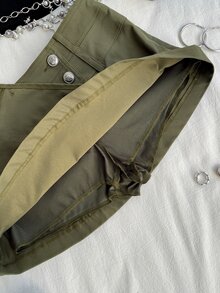 Attitoon Solid Double Breasted Skort - Army Green - View 4
