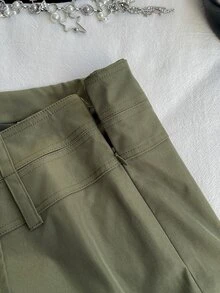 Attitoon Solid Double Breasted Skort - Army Green - View 5