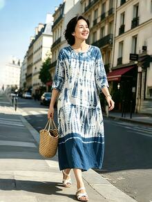 Glimmora Women's Tie-Dye Print Casual Vacation Dress - Multicolor - View 6