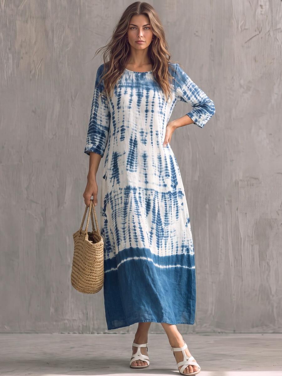Glimmora Women's Tie-Dye Print Casual Vacation Dress - Multicolor - View 1