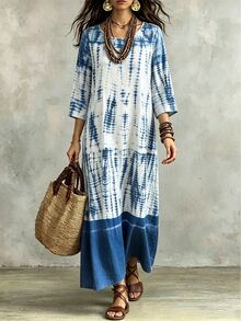 Glimmora Women's Tie-Dye Print Casual Vacation Dress - Multicolor - View 4