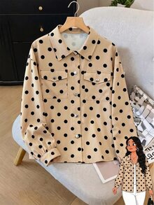 Easura Plus Size Shirt Style Pocket Casual Jacket - Multicolor - View 8