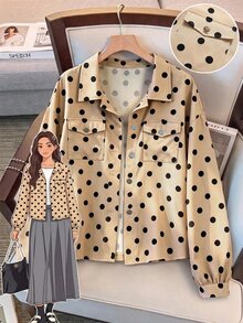 Easura Plus Size Shirt Style Pocket Casual Jacket - Multicolor - View 9