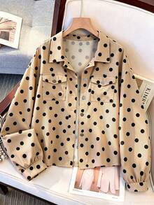 Easura Plus Size Shirt Style Pocket Casual Jacket - Multicolor - View 3