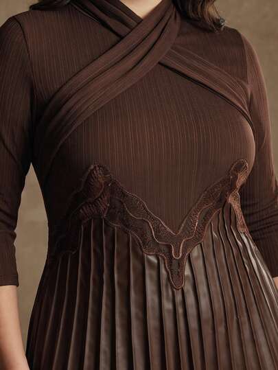 Anewsta V-Neck Criss-Cross A-Line Mid-Length Dress, Minimalist Fashion Casual Everyday Maxi Women Outfit