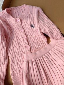 Comfortcana Women's Cable Knit Cardigan & Skirt 2 Pieces Set Pink Y2K - Pink - View 7