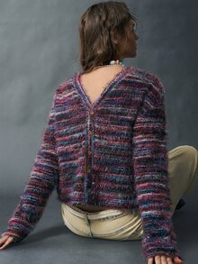 Bohemela Space Dye Drop Shoulder Tee - Purple - View 3