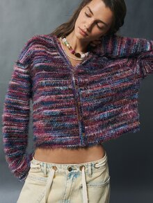 Bohemela Space Dye Drop Shoulder Tee - Purple - View 5