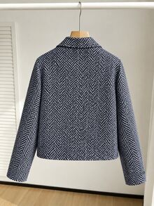 SHEIN 青少年女孩秋季外套，秋冬款，戶外，返校，假期穿搭，休閒舒適 - 黑色 - 查看 3