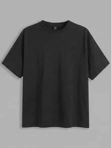 Mainfolk Men's Summer Casual Solid Color Short Sleeve T-Shirt - Black - View 3