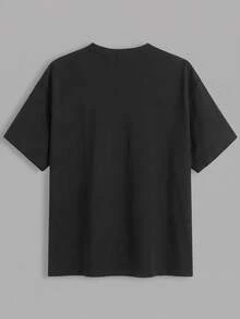 Mainfolk Men's Summer Casual Solid Color Short Sleeve T-Shirt - Black - View 4