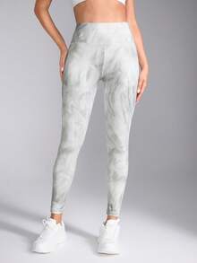 SHEIN Sports 女士印花简约日常运动紧身裤瑜伽裤 - 彩色 - 查看 9